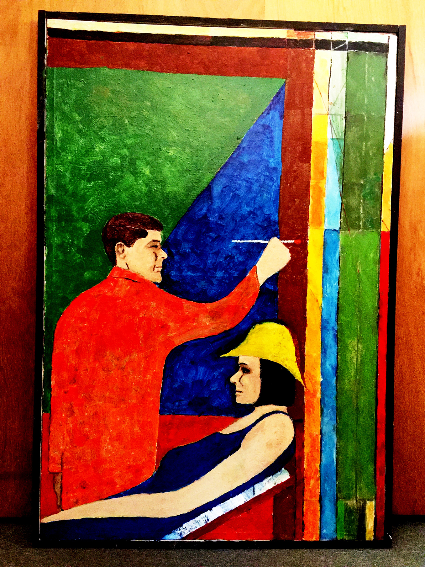 18l. Diebenkorn at work. 36” x 54”. The portrait of the artist is based on a photograph. He sometimes worked with a model, which I have supplied. The studio is treated in the style of an Ocean Park painting.